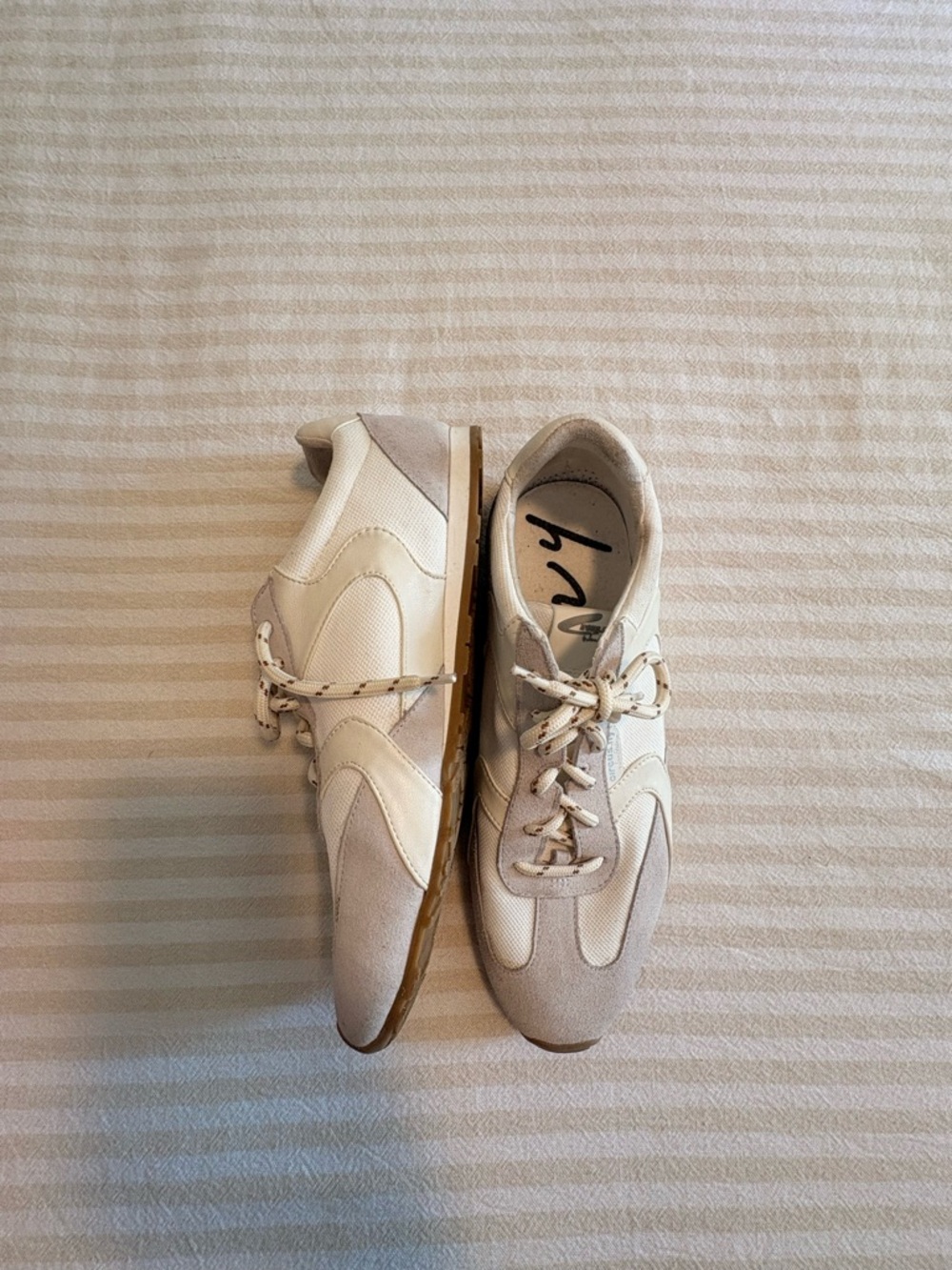 Circus by Sam Edelman Beige and Off-White Lace-Up Sneakers